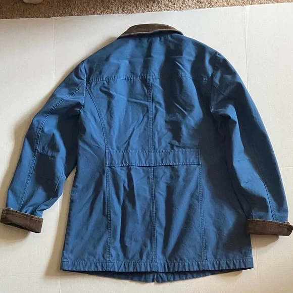 Vintage 90s Blue LL Bean Flannel Lined Barn Jacket Size S